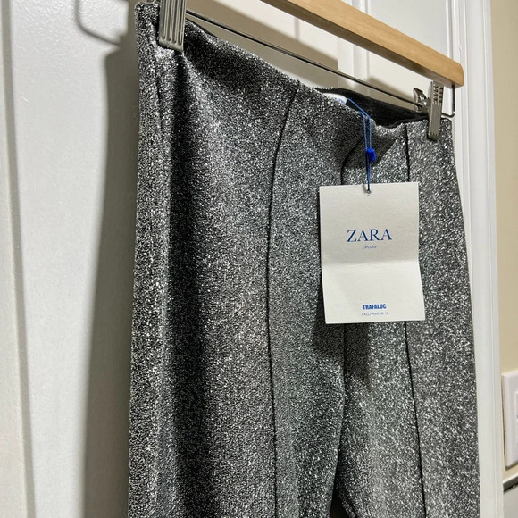 Zara Metallic High-Waisted Pants Size Small - Picture 5 of 9